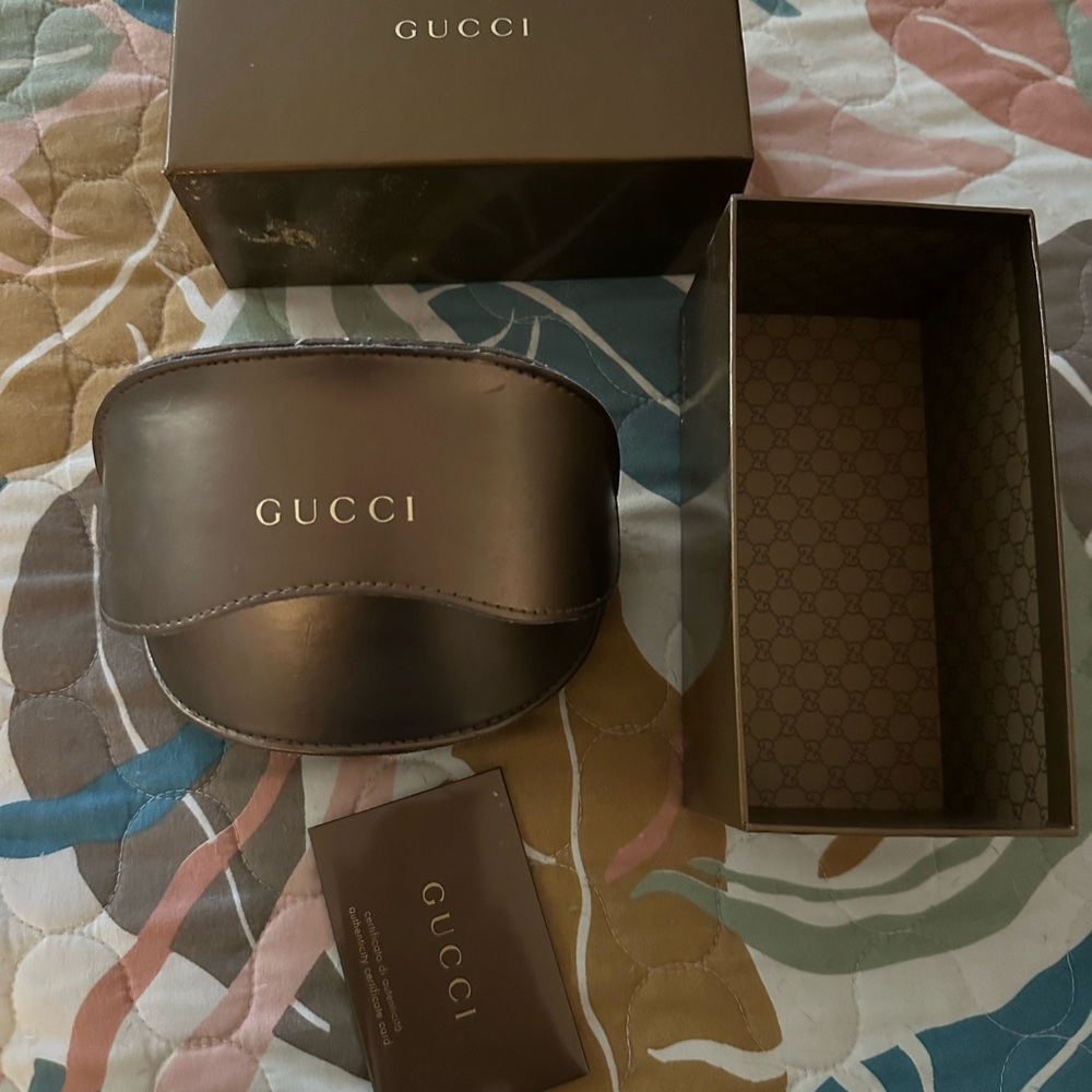 Gucci Brown Leather Sunglasses Case